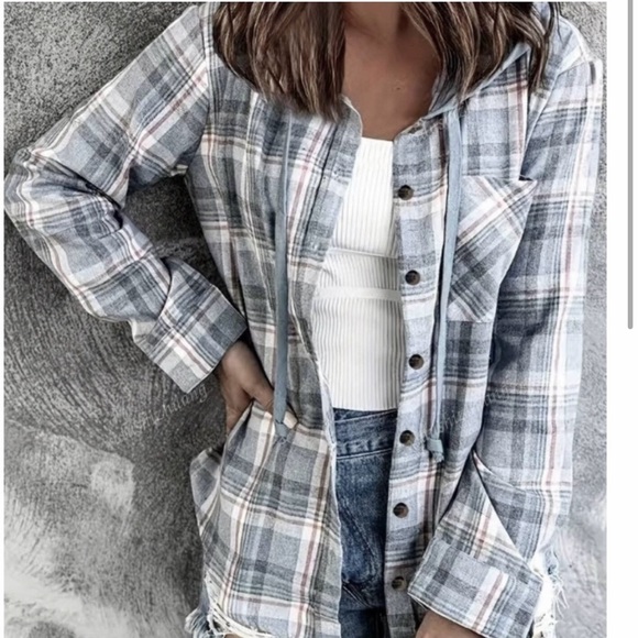 Just Polly Women’s Shirt, Button Down, Blue & White Plaid, NWT, S - Picture 6 of 6